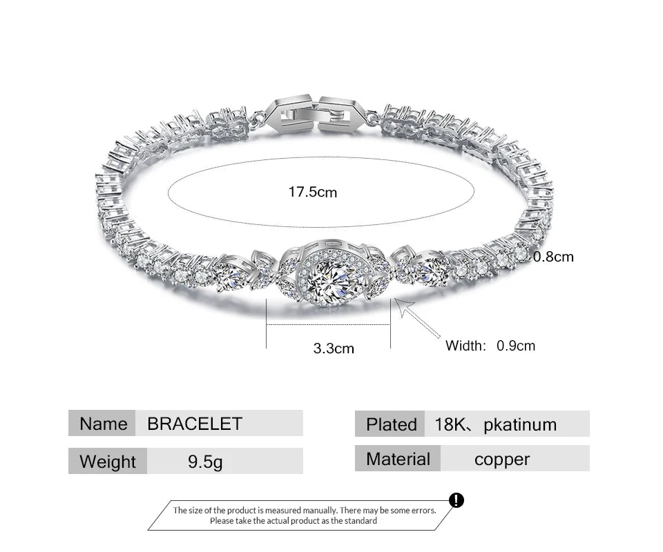 Water Drop Cubic Zirconia Tennis Bracelets Leaf Jewelry