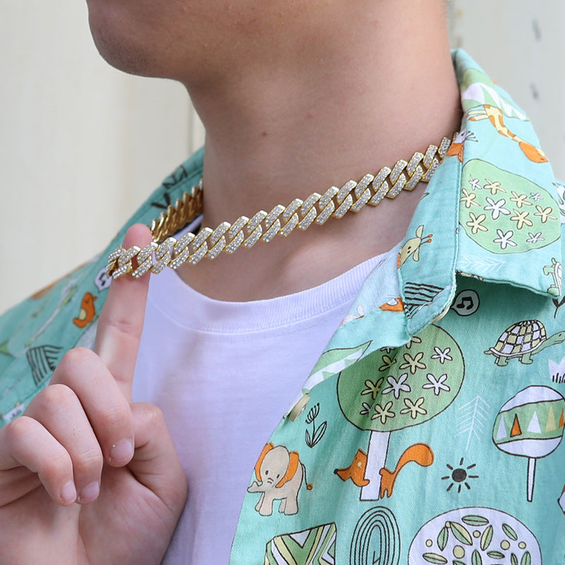 Unique Designer Cuban Link Chain, European and American Style, Rhombus-Shaped, Thick, Available in Various Specifications, Heavy-Duty Chain Wholesale, Personalized Hip-Hop Necklace