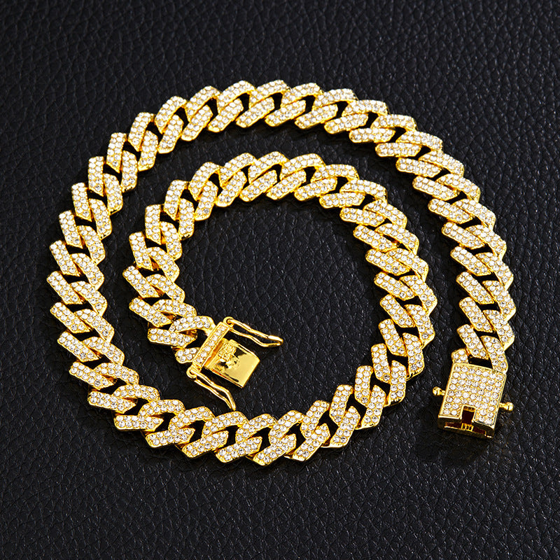 Unique Designer Cuban Link Chain, European and American Style, Rhombus-Shaped, Thick, Available in Various Specifications, Heavy-Duty Chain Wholesale, Personalized Hip-Hop Necklace