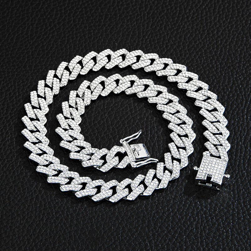 Unique Designer Cuban Link Chain, European and American Style, Rhombus-Shaped, Thick, Available in Various Specifications, Heavy-Duty Chain Wholesale, Personalized Hip-Hop Necklace