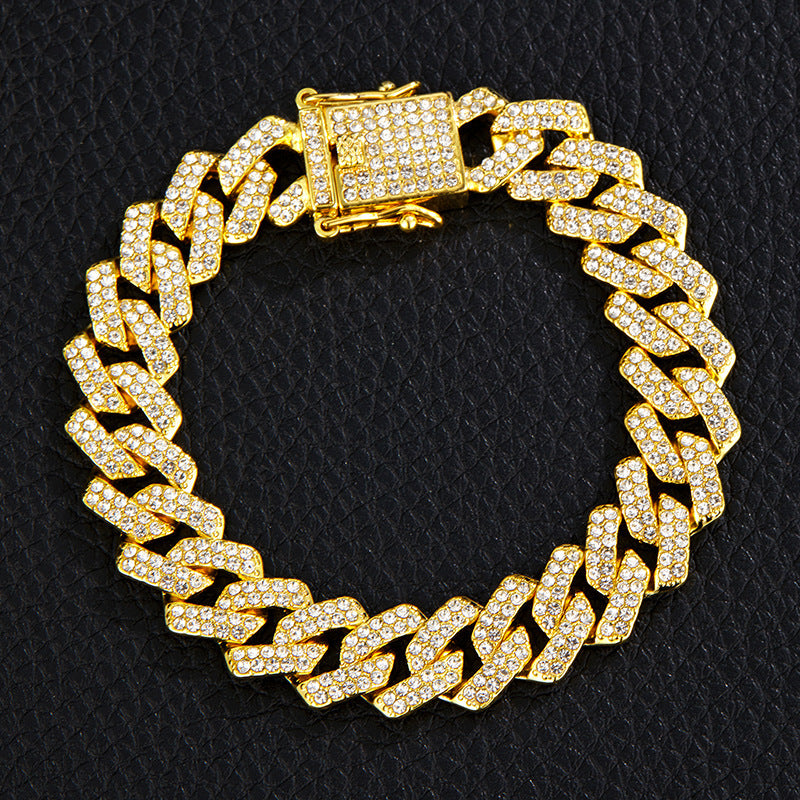 Unique Designer Cuban Link Chain, European and American Style, Rhombus-Shaped, Thick, Available in Various Specifications, Heavy-Duty Chain Wholesale, Personalized Hip-Hop Necklace