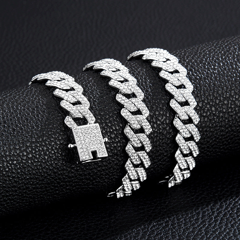 Unique Designer Cuban Link Chain, European and American Style, Rhombus-Shaped, Thick, Available in Various Specifications, Heavy-Duty Chain Wholesale, Personalized Hip-Hop Necklace