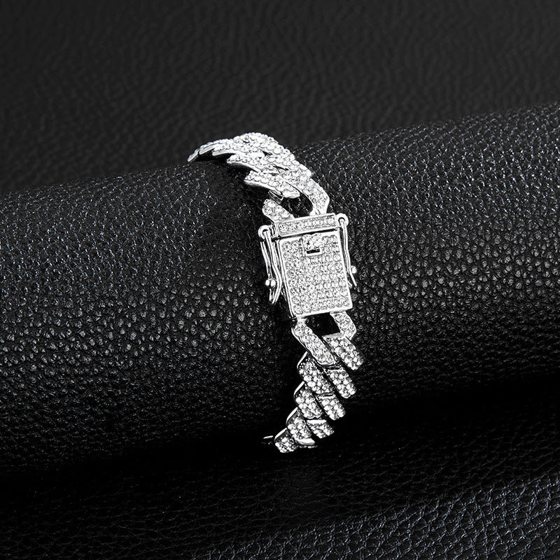 Unique Designer Cuban Link Chain, European and American Style, Rhombus-Shaped, Thick, Available in Various Specifications, Heavy-Duty Chain Wholesale, Personalized Hip-Hop Necklace