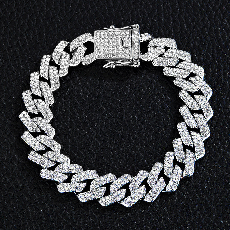 Unique Designer Cuban Link Chain, European and American Style, Rhombus-Shaped, Thick, Available in Various Specifications, Heavy-Duty Chain Wholesale, Personalized Hip-Hop Necklace