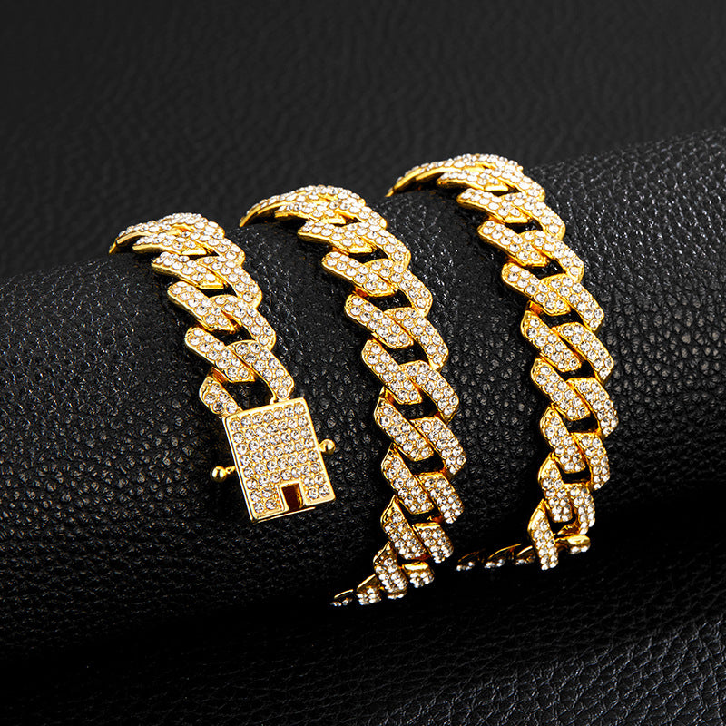 Unique Designer Cuban Link Chain, European and American Style, Rhombus-Shaped, Thick, Available in Various Specifications, Heavy-Duty Chain Wholesale, Personalized Hip-Hop Necklace