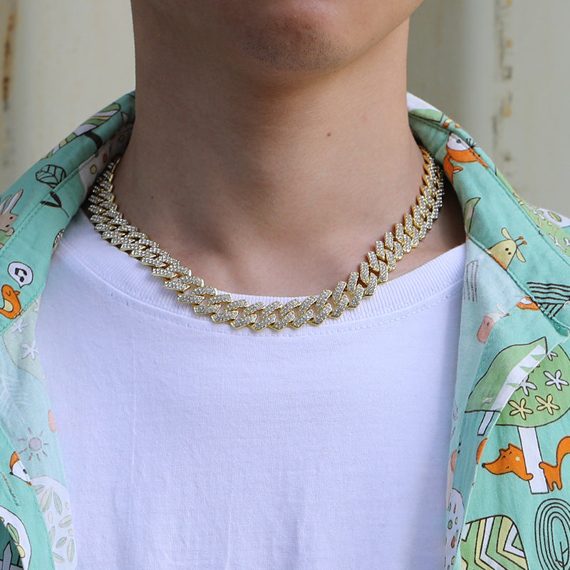 Unique Designer Cuban Link Chain, European and American Style, Rhombus-Shaped, Thick, Available in Various Specifications, Heavy-Duty Chain Wholesale, Personalized Hip-Hop Necklace