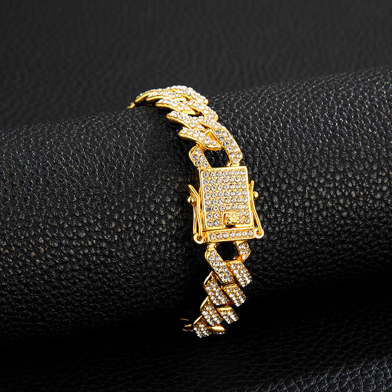 Unique Designer Cuban Link Chain, European and American Style, Rhombus-Shaped, Thick, Available in Various Specifications, Heavy-Duty Chain Wholesale, Personalized Hip-Hop Necklace