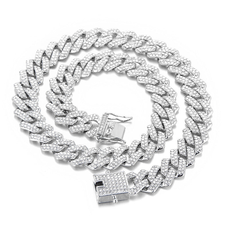 Unique Designer Cuban Link Chain, European and American Style, Rhombus-Shaped, Thick, Available in Various Specifications, Heavy-Duty Chain Wholesale, Personalized Hip-Hop Necklace