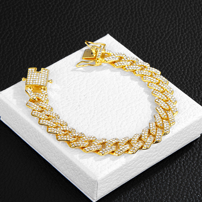 Unique Designer Cuban Link Chain, European and American Style, Rhombus-Shaped, Thick, Available in Various Specifications, Heavy-Duty Chain Wholesale, Personalized Hip-Hop Necklace