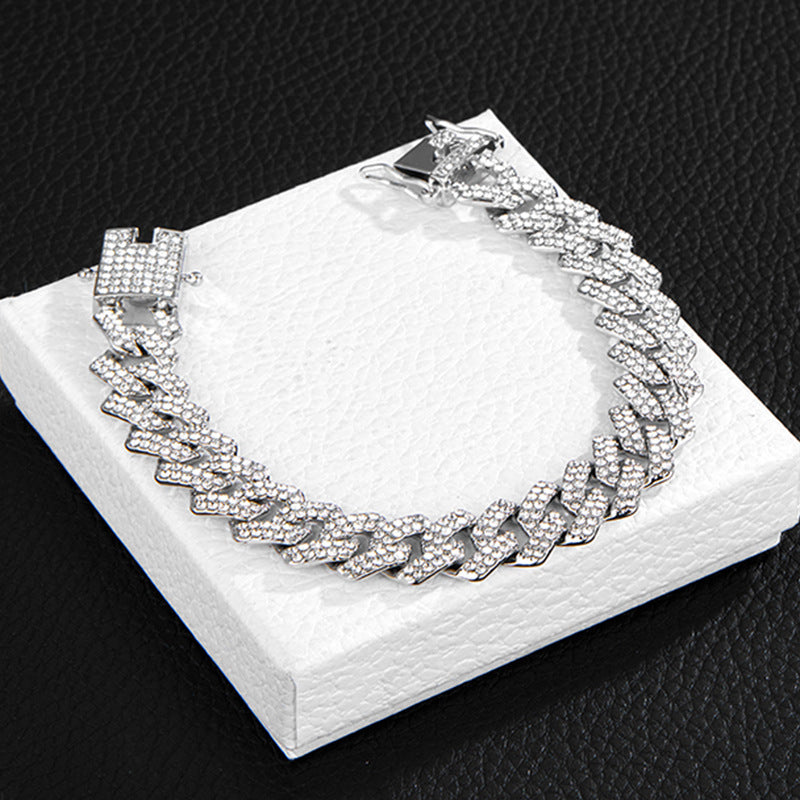 Unique Designer Cuban Link Chain, European and American Style, Rhombus-Shaped, Thick, Available in Various Specifications, Heavy-Duty Chain Wholesale, Personalized Hip-Hop Necklace