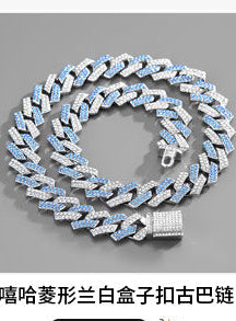 Unique Designer Cuban Link Chain, European and American Style, Rhombus-Shaped, Thick, Available in Various Specifications, Heavy-Duty Chain Wholesale, Personalized Hip-Hop Necklace