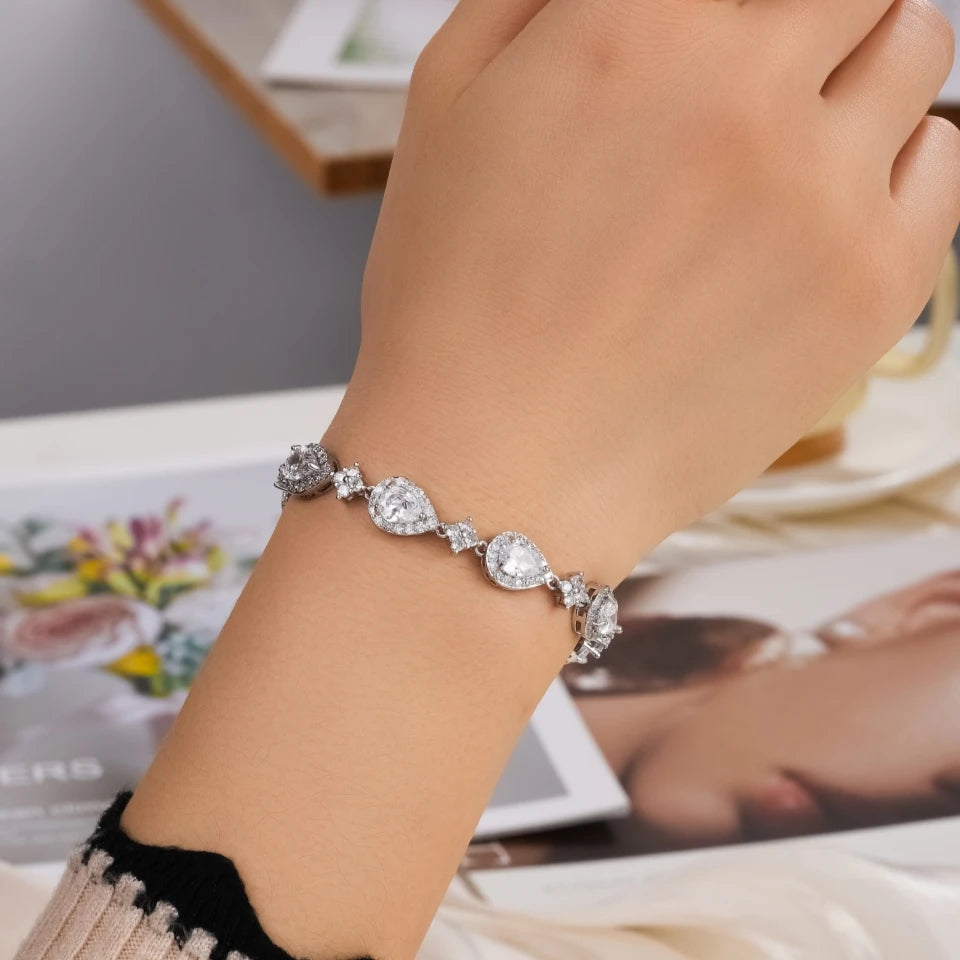 Delicate Cubic Zirconia Classic Teardrop Tennis Bracelets Jewelry