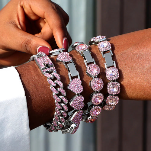 Iced Out Pink Cuban Bracelets