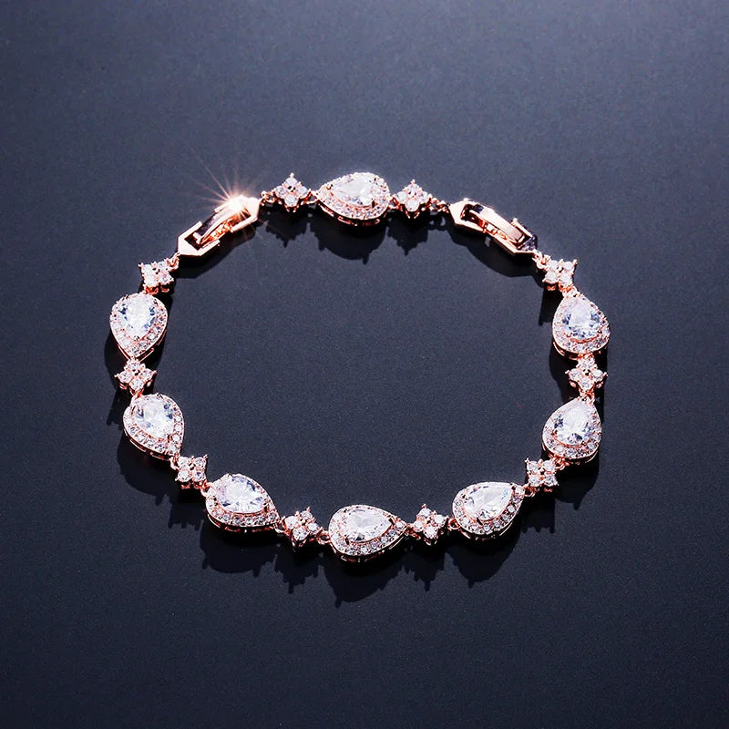 Delicate Cubic Zirconia Classic Teardrop Tennis Bracelets Jewelry