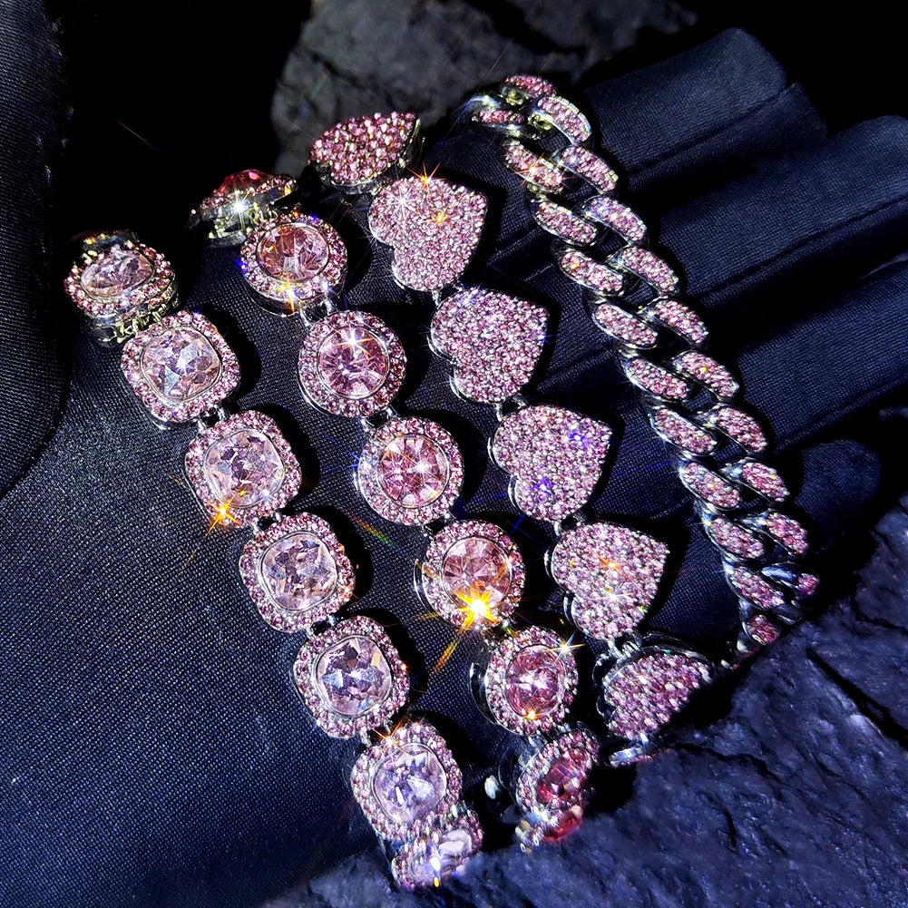 Iced Out Pink Cuban Bracelets