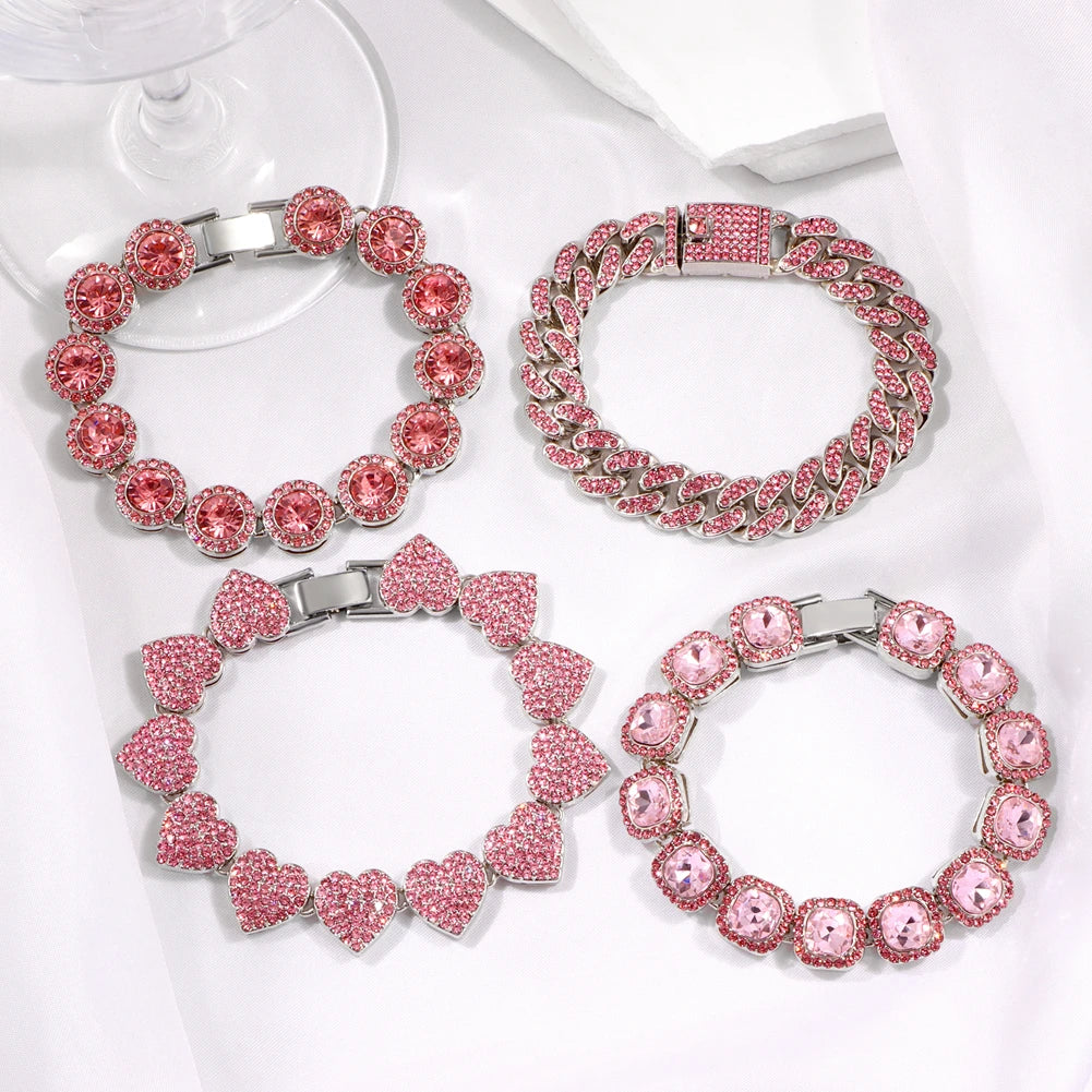 Iced Out Pink Cuban Bracelets