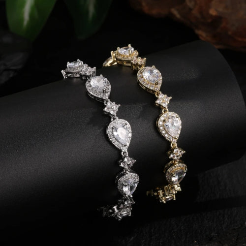 Delicate Cubic Zirconia Classic Teardrop Tennis Bracelets Jewelry